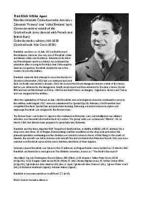 A preview of a PDF biography for Vrbka, František